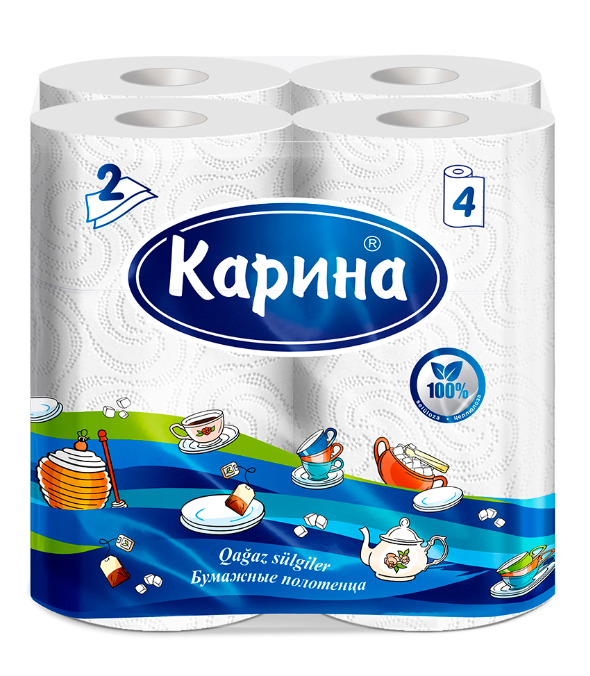 Купить Полотенца бумажные Карина 4 рулона,двухслойные в Алматы от ...
