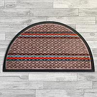 Придверный коврик полу круг 75*45 см с разными полосками коричневый