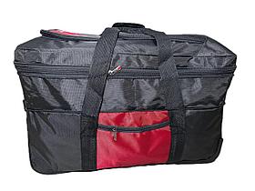 Дөңгелектердегі жол сөмкесі, орташа өлшемді. Биіктігі 34(42) см, ені 50 см, тереңдігі 29 см.