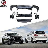 Диффузор заднего бампера на BMW X3 (G01) 2017-21 дизайн X3M (для M-Tech)