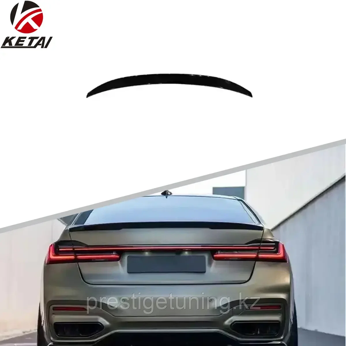 Спойлер на крышку багажника на BMW 7-серия (G11/G12) 2019-22 дизайн M (Черный цвет)