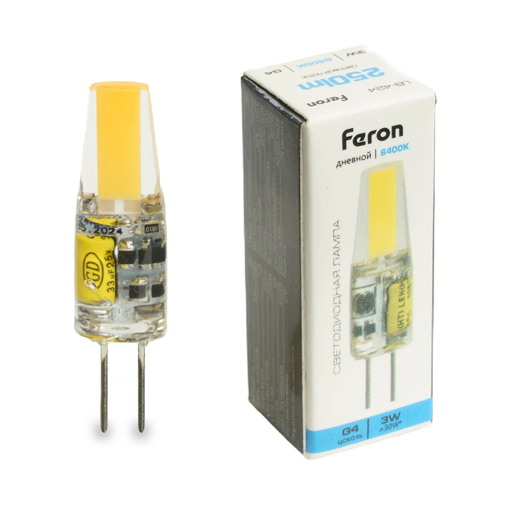 Лампа светодиодная Feron LB-424 G4 3W 12V 6400K, фото 1