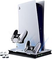 Охлаждающая подставка для PS5 с вентилятором, зарядная станция для двух контроллеров PS5 для консоли PS5