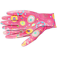 Перчатки садовые из полиэстера с нитрильным обливом красные S Palisad 67744