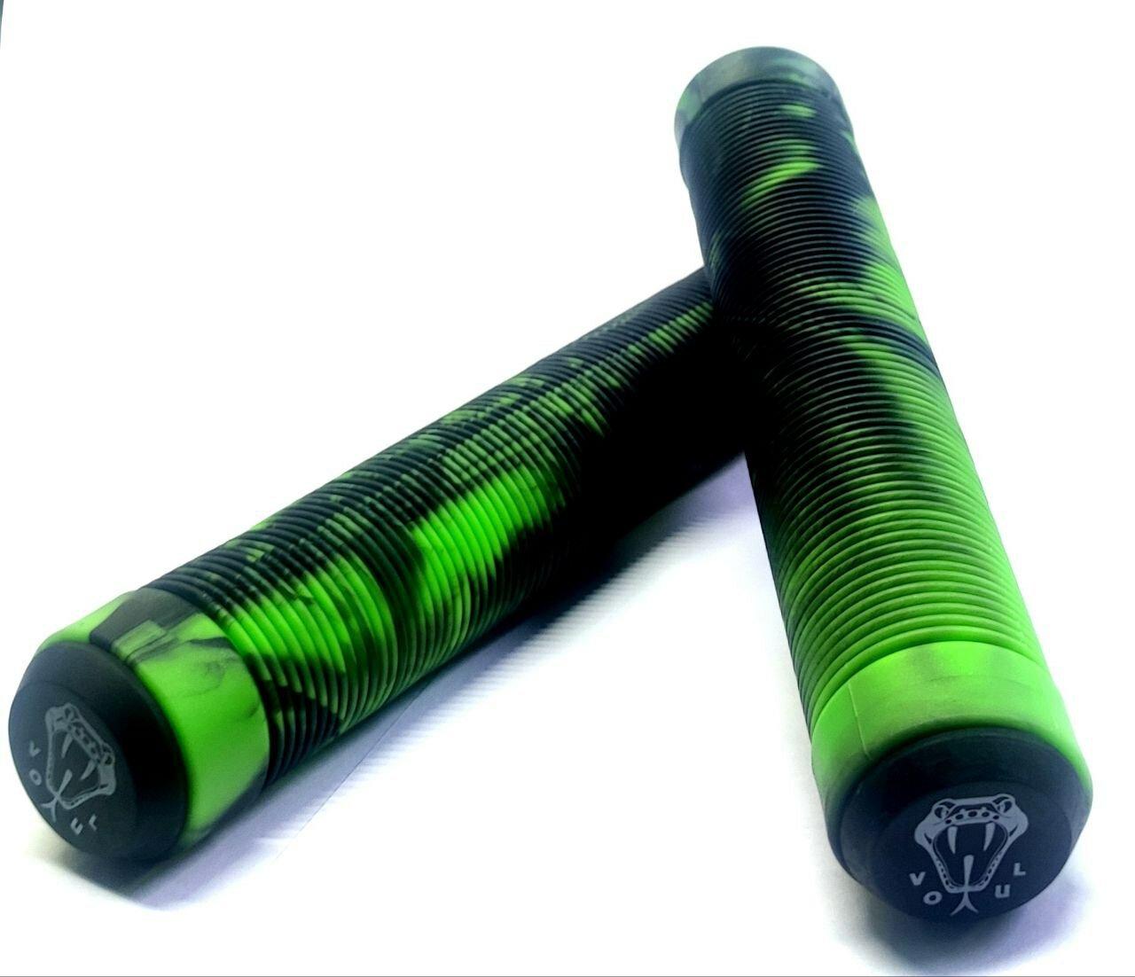 Грипсы Мягкие "Generic " Vokul 170 mm. Резиновые ручки для велосипеда, самоката. Велогрипсы. black/green