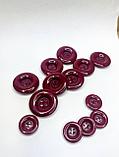 Пуговица пальтовая ,бордовая, диаметр 3 см,6 шт, на прокол, фото 3