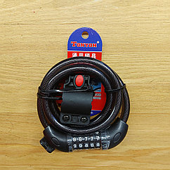 Противоугонный трос металлический Tonyon TY566. 12*1200 мм. Замок с паролем для велосипеда. Велозамок с кодом