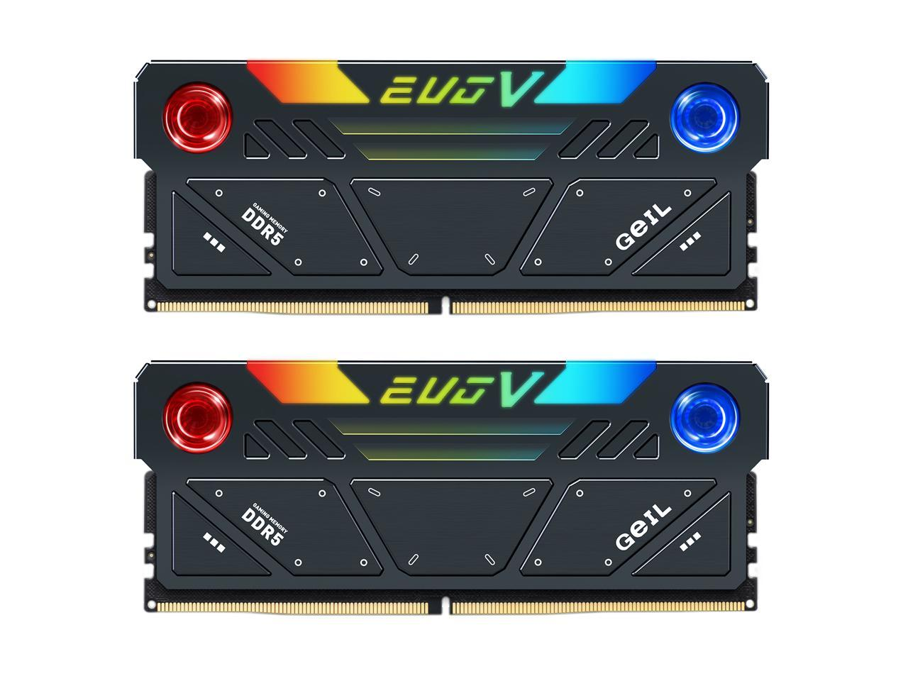 Оперативная память с RGB подсветкой 32GB Kit (2x16GB) GEIL EVO V RGB 6800Mhz DDR5 Black GESG532GB6800C36ADC