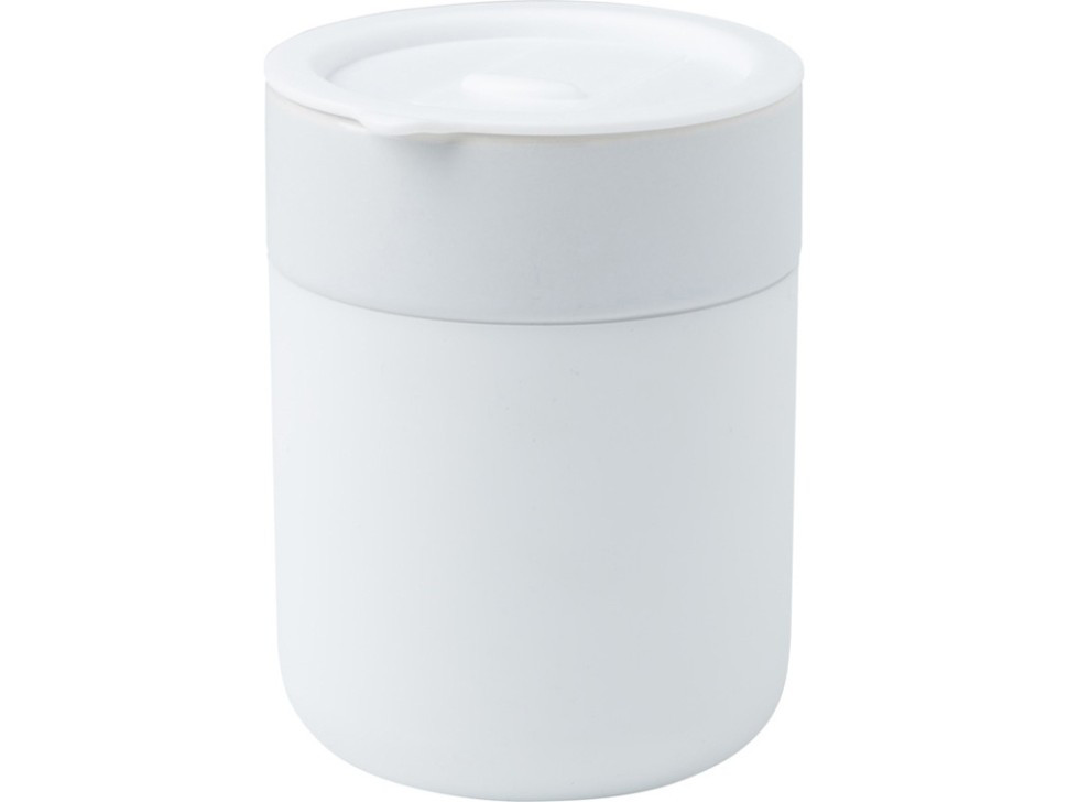 Java керамическая кружка емкостью 330 мл с силиконовой оберткой и пластиковой крышкой - Белый, фото 1