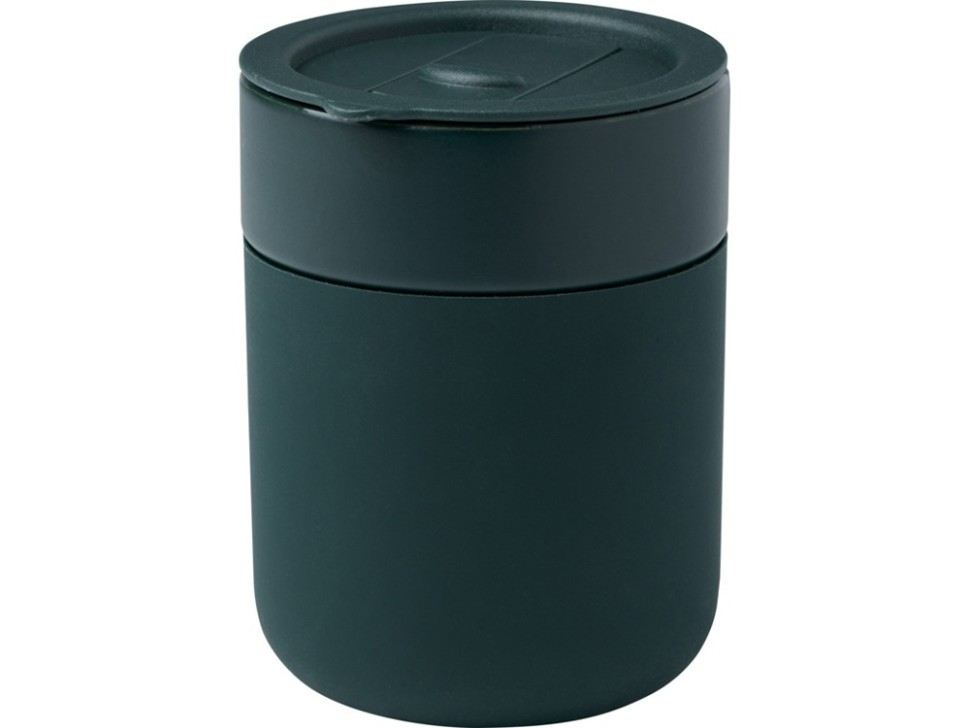 Java керамическая кружка емкостью 330 мл с силиконовой оберткой и пластиковой крышкой - Зеленый, фото 1