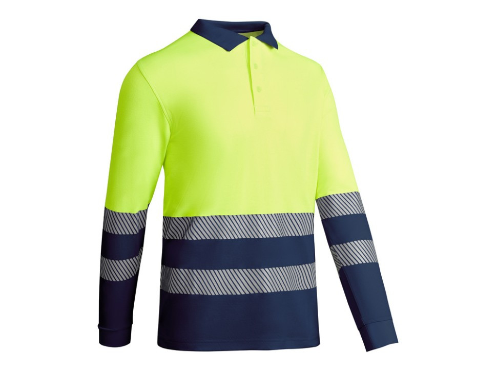 Рубашка поло с длинным рукавом Atrio мужская, нэйви/неоновый желтый, фото 1