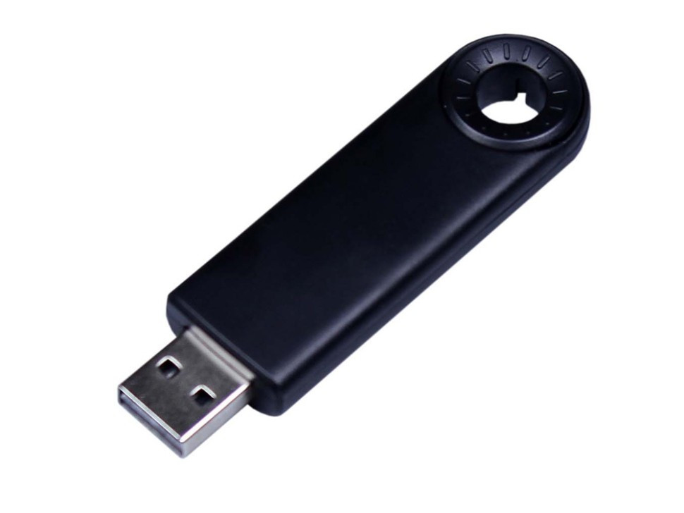 USB-флешка промо на 4 Гб прямоугольной формы, выдвижной механизм, черный, фото 1