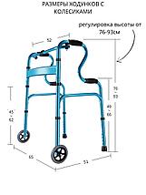 Ходунки для пожилых и инвалидов двухуровневые на колесиках, фото 4