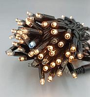 Гирлянда нить  уличная 10 метров ,теплый белый цвет с мерцанием   (толстый шнур)