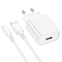 Зарядное устройство Borofone BA74A aspirer single port charging set(IP)(EU) white