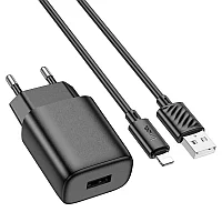Зарядное устройство Hoco C134A Solid single-port charger set(iP)(EU) black