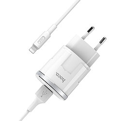 Зарядтағыш Hoco C37A Thunder power single port charger set Apple White