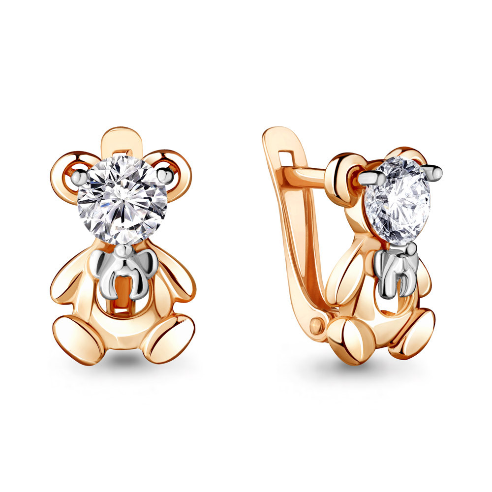 Серебряные детские серьги Фианит Aquamarine 48011А.6 серебро с позолотой коллекц. Happy