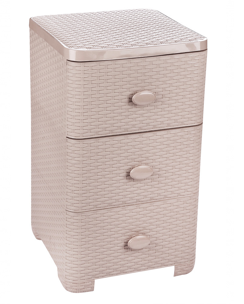 Комод пластиковый Плетенка М2432, 3 ящика, какао, фото 1