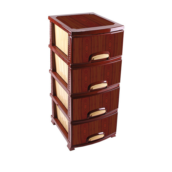 Комод пластиковый с 4-мя ящиками Роспласт РП-421 "Красное дерево", фото 1