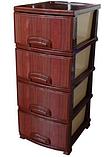 Комод пластиковый с 4-мя ящиками Роспласт РП-421 "Красное дерево", фото 2