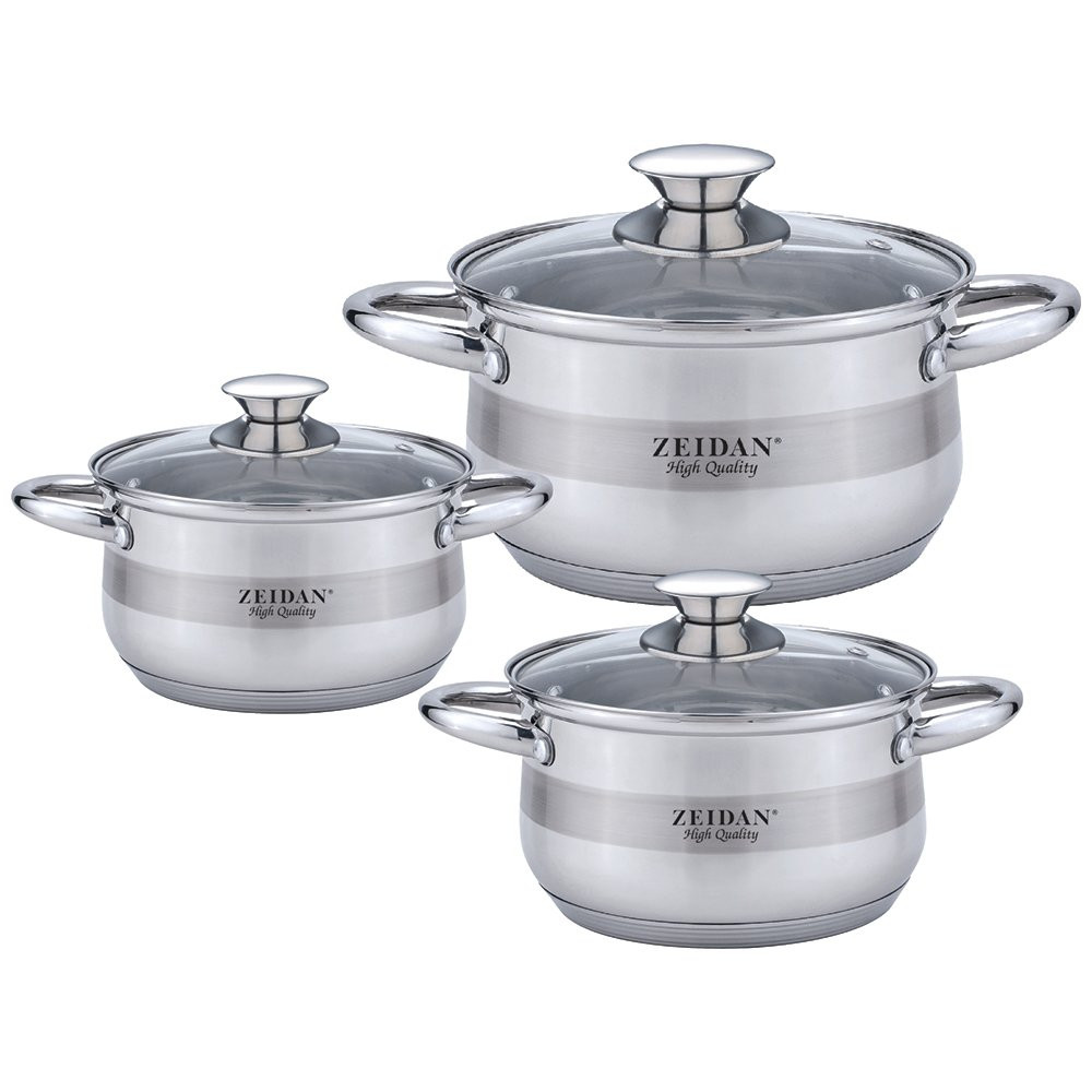 Набор кастрюль Z-50632 6 предметов, нержавеющая сталь, 2/3/4 л, фото 1