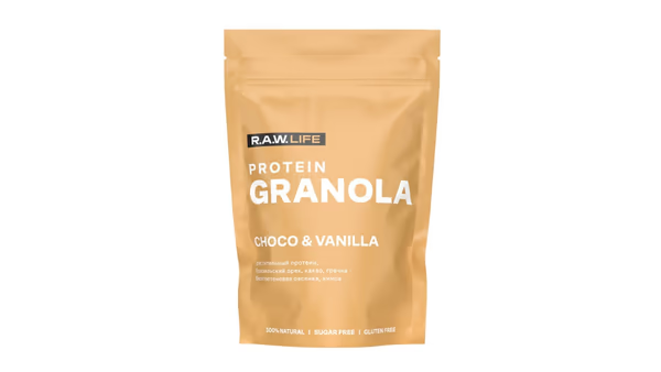 Гранола протеиновая R.A.W. Life Шоколад и ваниль 220 гр - фото 1 - id-p119383285