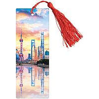 Закладка для книг 3D с линейкой, 150*55мм, ArtSpace "Megapolis", декоративный шнурок