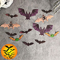 Набор летучих мышей декор на Хэллоуин 12 шт вид 1