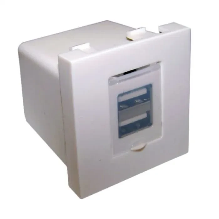 Модуль USB-зарядки 2 порта USB-A 2.1A/5V 45x22.5 белый LAN-EZ45x22-2UAA/2.1-WH