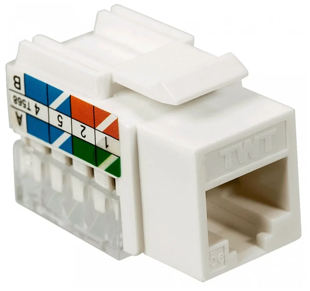 Модуль Keystone RJ45  Cat.5E  UTP  90 градусов  белый TWT-OK45UTP/5E-WH, фото 1