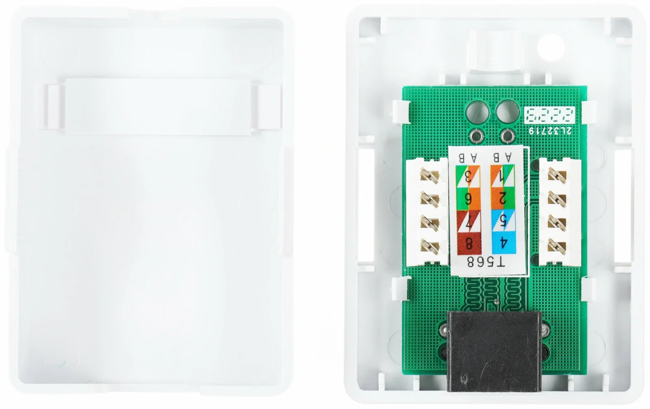 Настенная розетка 1 порт RJ-45 категории 5е UTP белая TWT-SM1-45-WH, фото 1