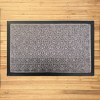 Придверный коврик грязезащитный 60*40 см с узором цветочек серый