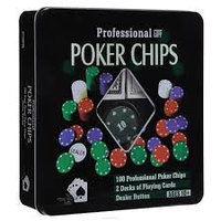 Набор для покера POKER CHIPS (2 колоды карт, 100 фишек с номиналом)
