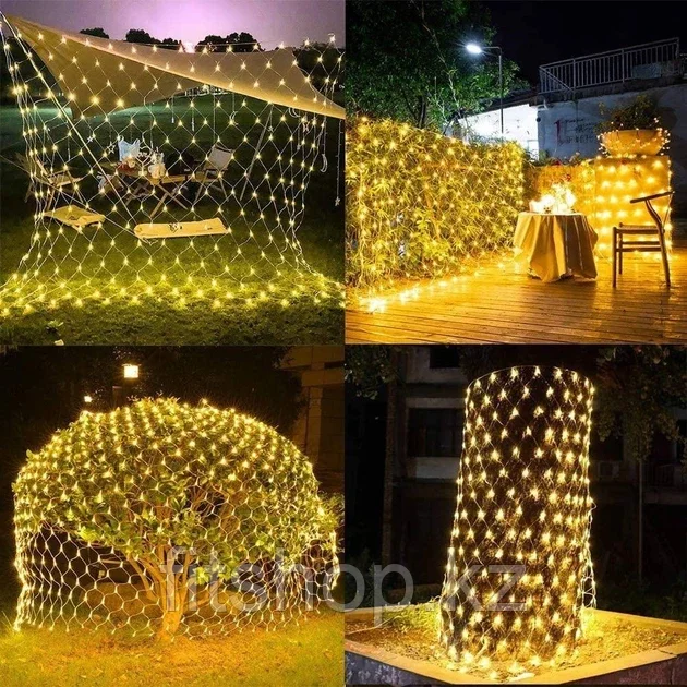 Уличная гирлянда "Сетка" 3х3 метра, (черный/белый провод)