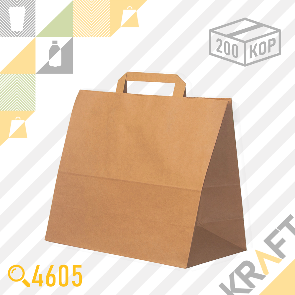 Бумажный пакет DELIVERY BAG (Плоская ручка) 330x180x285 (78гр) (200шт/кор)