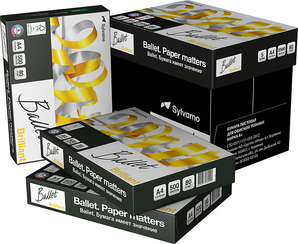 Бумага Ballet Brilliant, A4, 80г, 500л., КЛАСС A+ БЕЛИЗНА 168%, Sylvamo ...