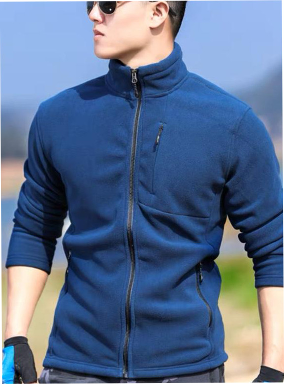 Флисовая кофта мужская синяя на замке - фото 1 - id-p120149221