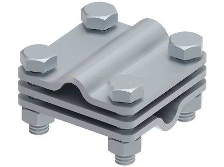 Соединитель прута, 4 болта с прокладкой, L-55, Inox V2A, фото 1
