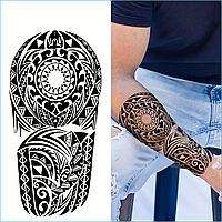 Временная татуировка на рукав "Узор Скарабей" (10х19см.)