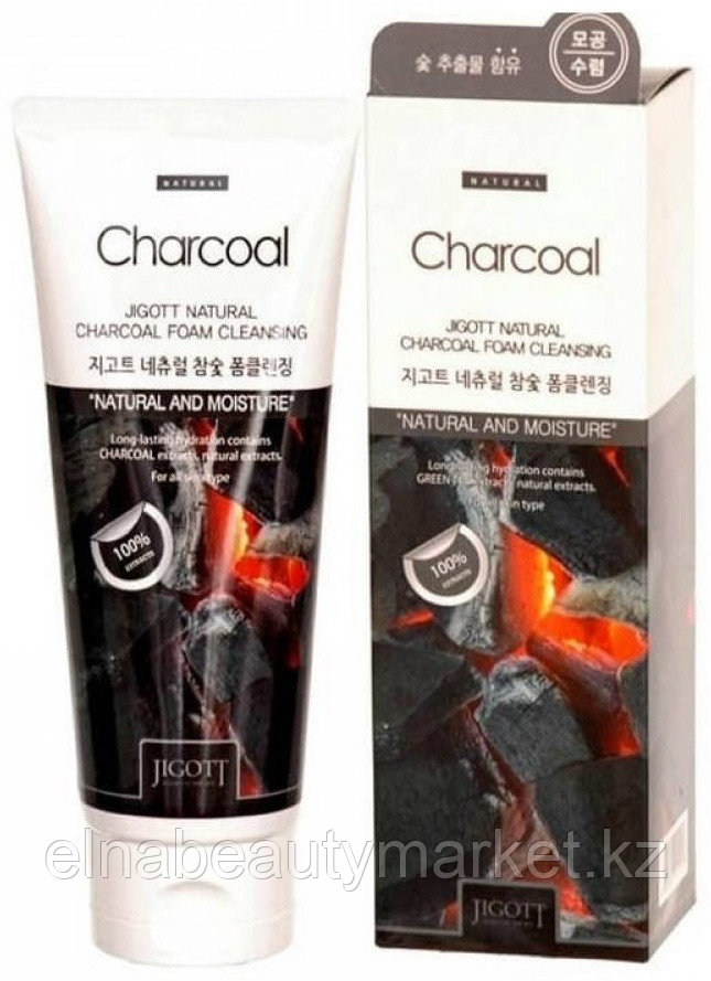 Jigott Charcoal Foam Cleansing пенка 180 мл, фото 1