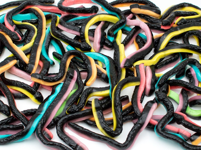 Мармелад "Змейки черно-неоновые" со вкусом лакрицы" 1кг /BURMAR Испания/ HALAL