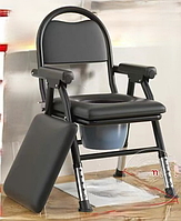 Кресло-стул с санитарным оснащением (черный) с квадратной крышкой