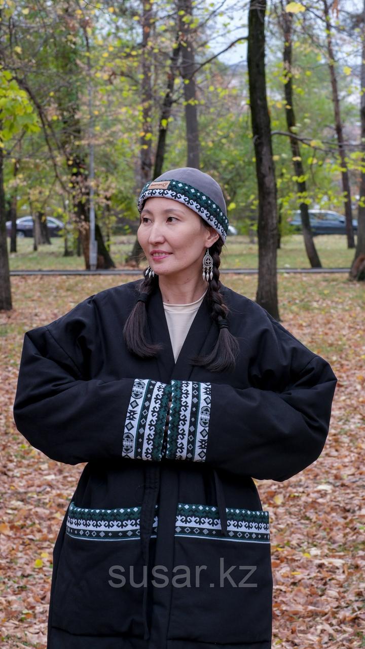 Дизайнерский шапан-пальто двухсторонний, утепленный, длинный, унисекс, фото 1