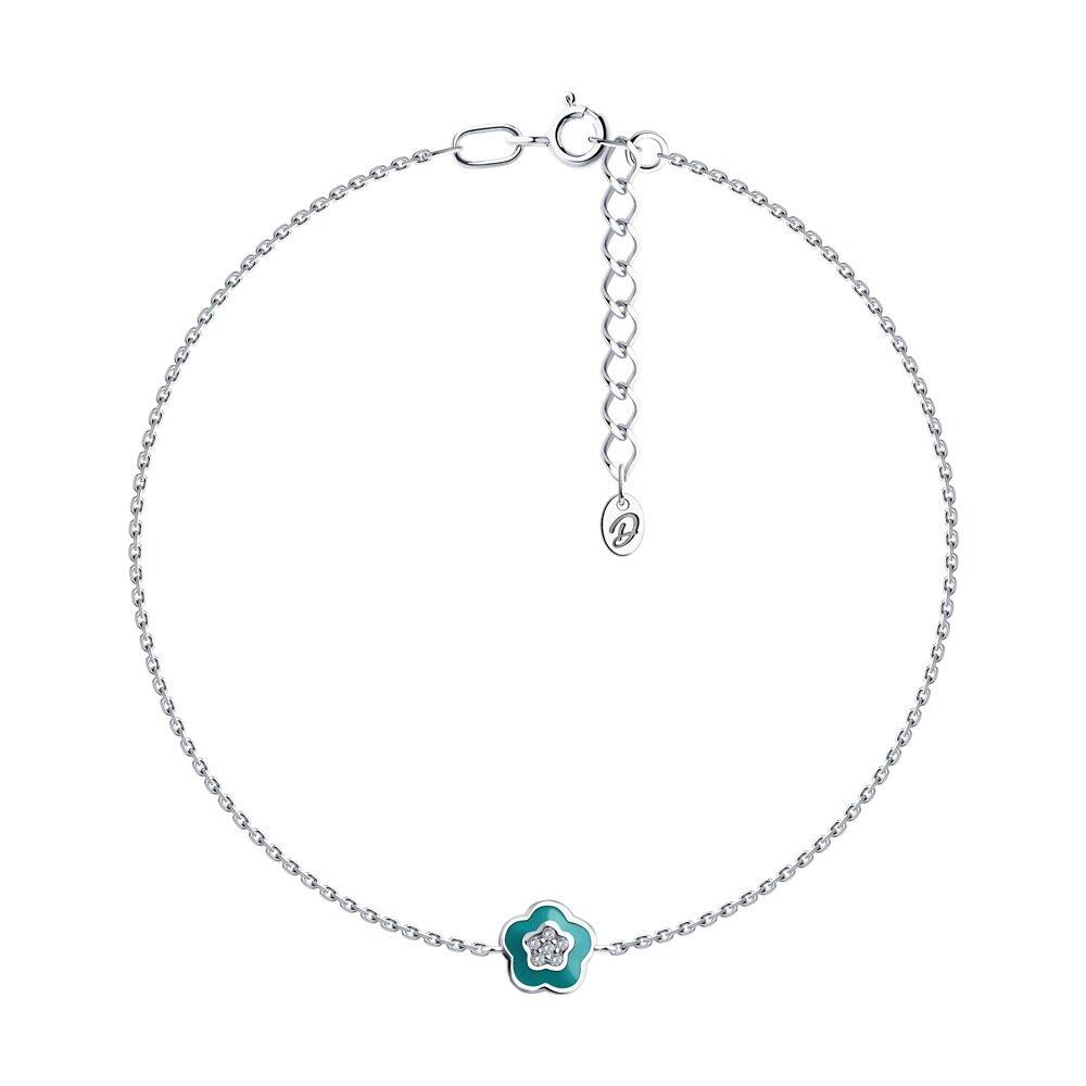 Браслет детский из серебра с фианитами и эмалью Diamant 94-150-02148-1 покрыто родием, фото 1