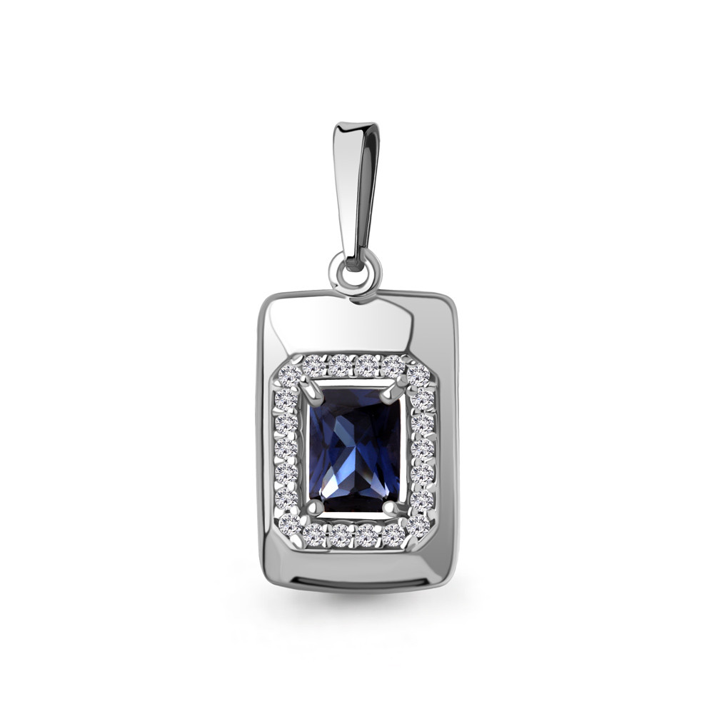 Серебряная подвеска классическая Фианит Наносапфир Aquamarine 24656АБ.5 серебро с родием коллекц. Клеопатра, фото 1