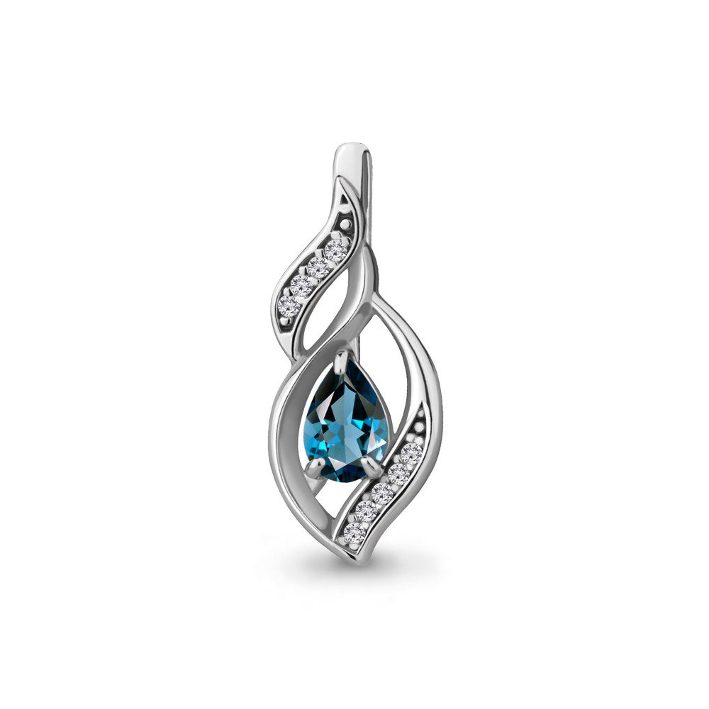 Серебряная подвеска  Фианит Aquamarine 2426108А.5 серебро с родием, фото 1