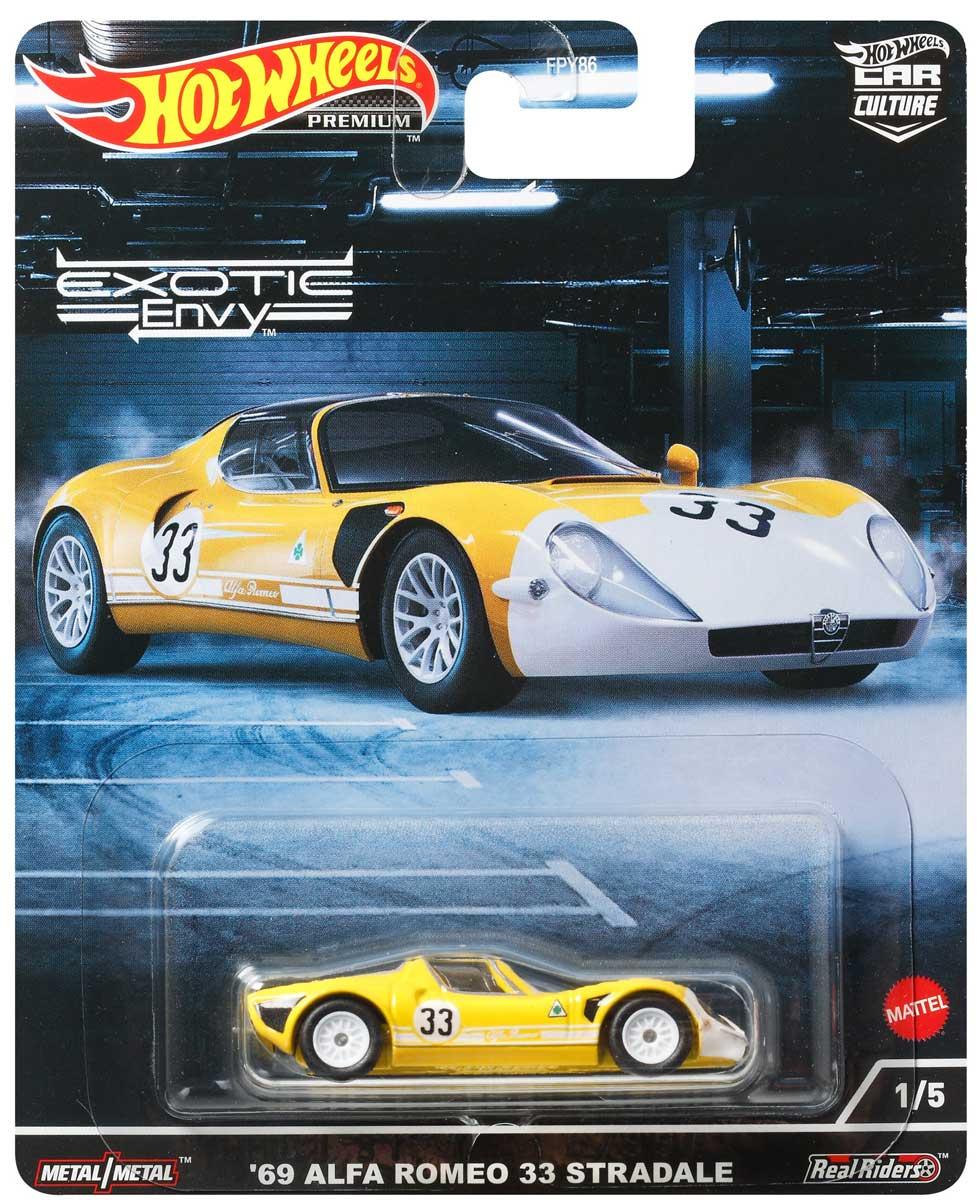 Hot Wheels Металлическая модель Alfa Romeo 33 Stadale '69, желтый, фото 1