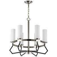 723065 (MD21056-6A ) Люстра FLUME 6х40W E14 ЧЕРНЫЙ МАТОВЫЙ/НИКЕЛЬ (в комплекте)