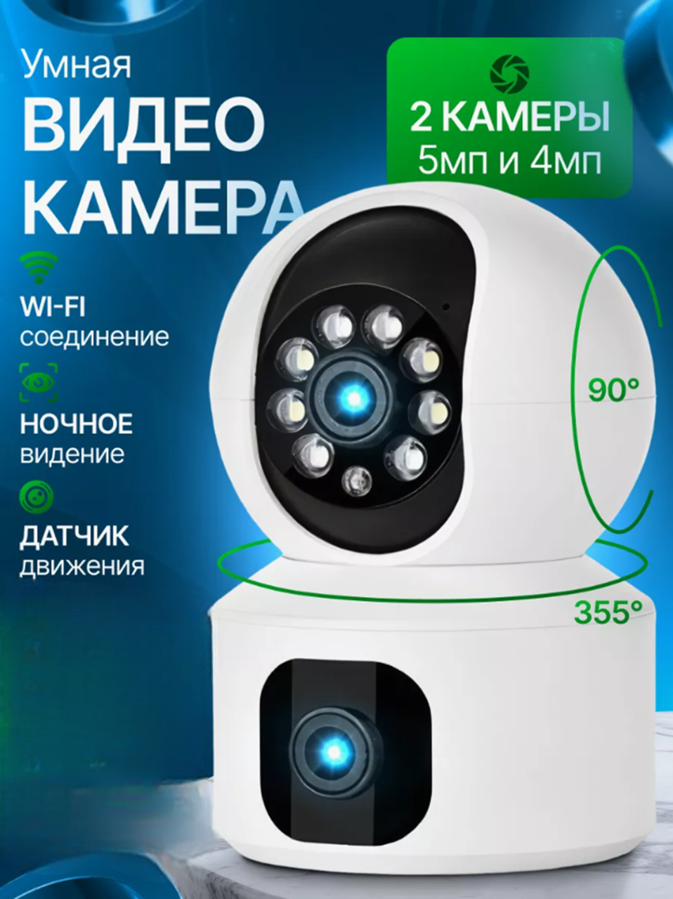 Камера видеонаблюдения без слепых зон, 360 градусов